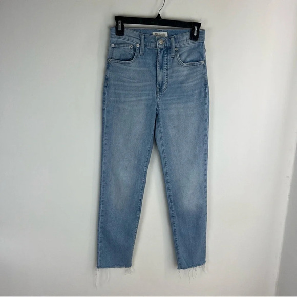 Madewell The Perfect Vintage Jeans Straight Leg Light wash Raw hem Size 24 - Picture 4 of 10